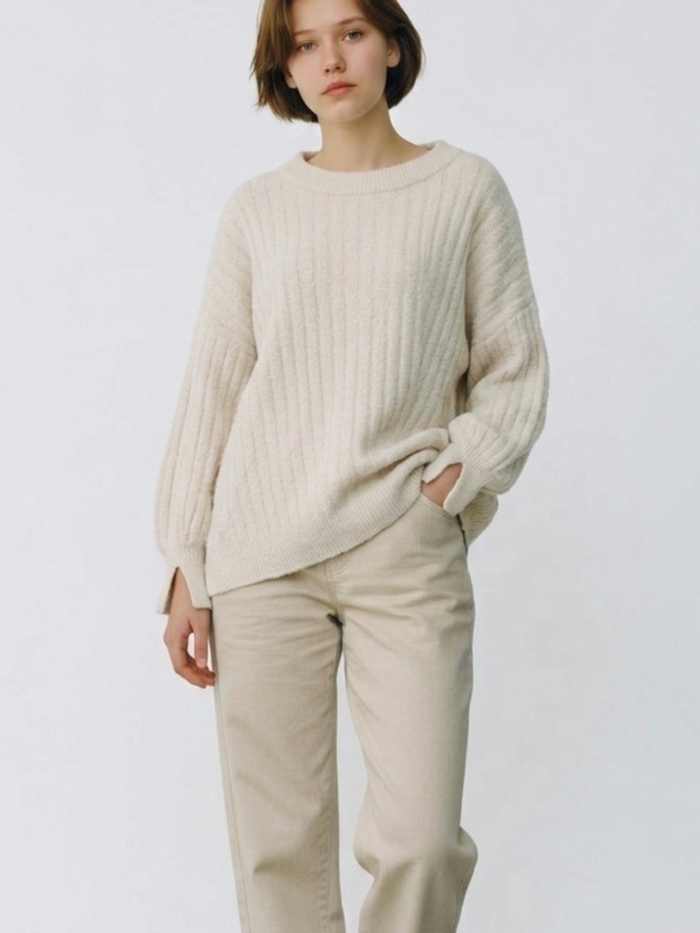 Aerie Cream Crewneck Sweater